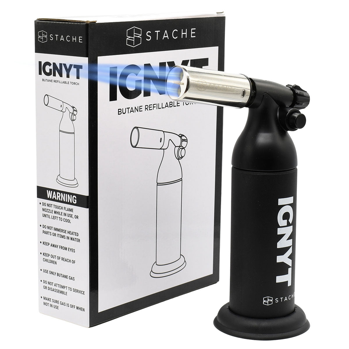 IGNYT Torch Table Lighter Double Jet Flame, Butane Refillable