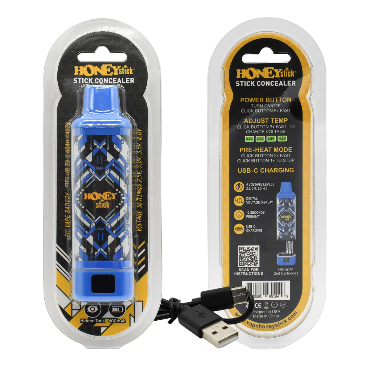 HoneyStick Cart Pen Vape Concealer - Autodraw Cartridge Battery Vape