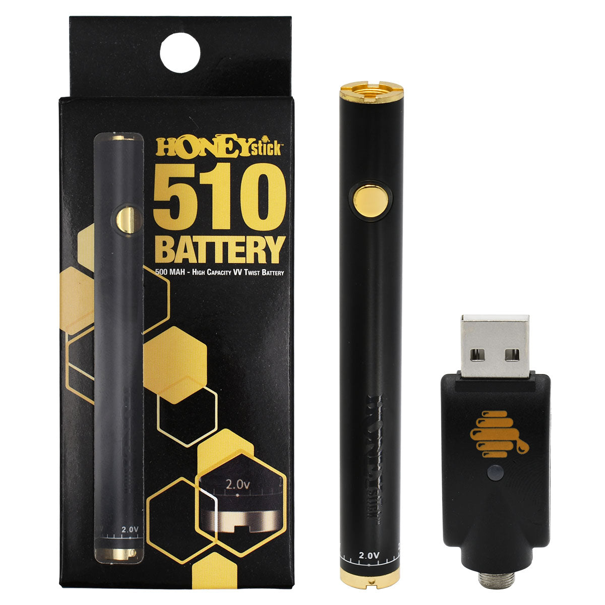 The HoneyStick 510 Twist Vape Pen Battery - Variable Voltage 500mAh The HoneyStick 510 Twist Vape Pen Battery - Variable Voltage 500mAh