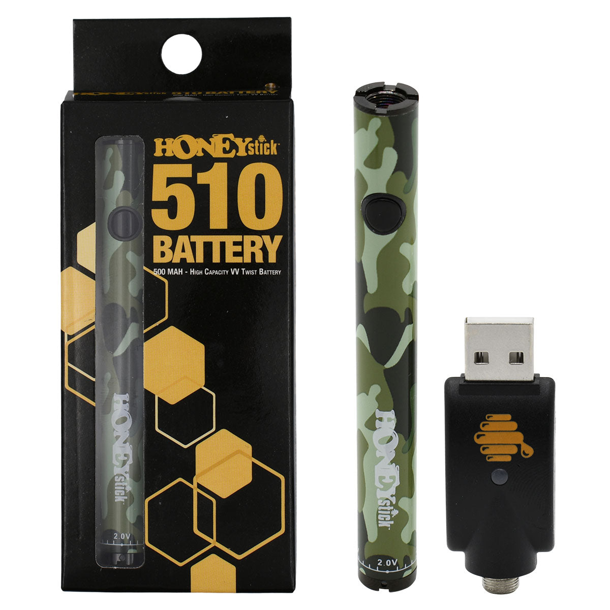 The HoneyStick 510 Twist Vape Pen Battery - Variable Voltage 500mAh The HoneyStick 510 Twist Vape Pen Battery - Variable Voltage 500mAh