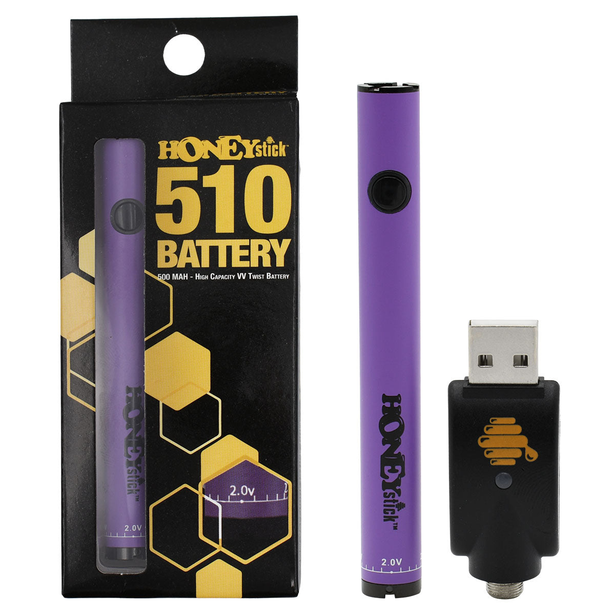 The HoneyStick 510 Twist Vape Pen Battery - Variable Voltage 500mAh The HoneyStick 510 Twist Vape Pen Battery - Variable Voltage 500mAh