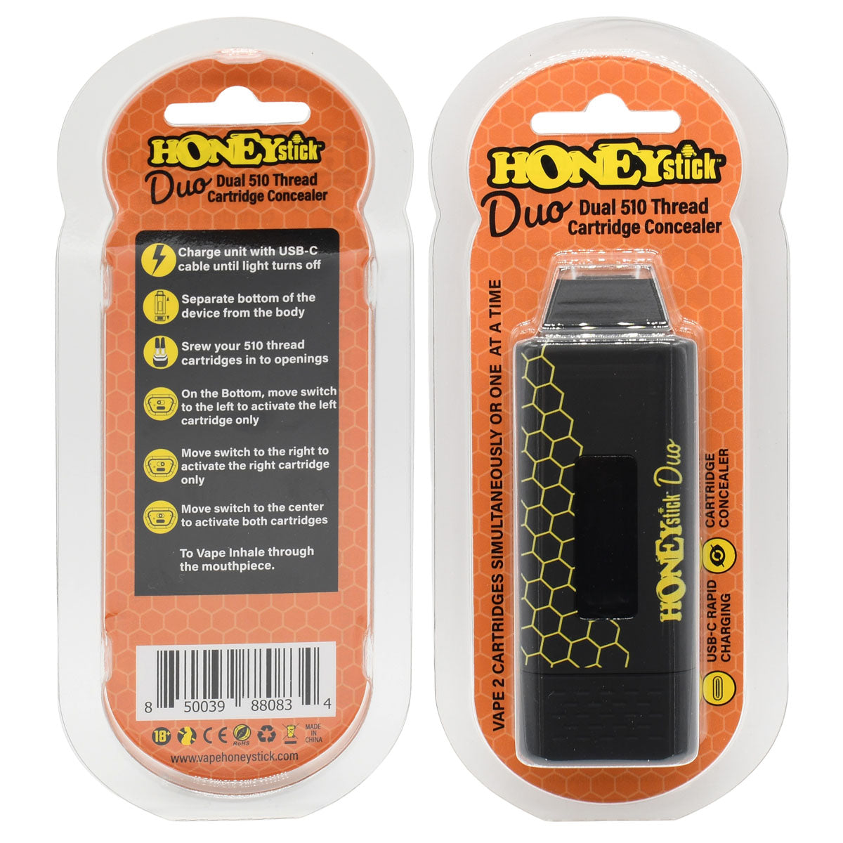 HoneyStick DUO Cartridge Vape - Autodraw Dual 510 Cart Battery