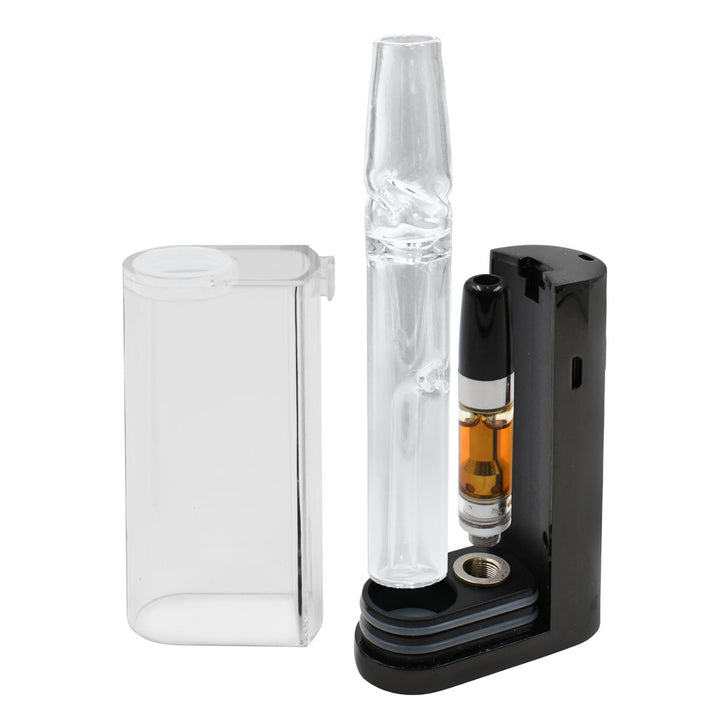 HoneyStick 510 Bubbler weed pen battery with glass water bubbler protective housing and cannabis oil cartridge