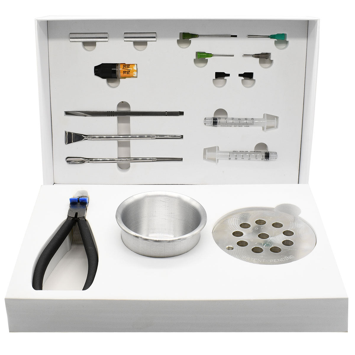 CardDub Complete Kit to open vape cartridge (1st level) and remove oil from prefilled cartridge (2nd level) packing