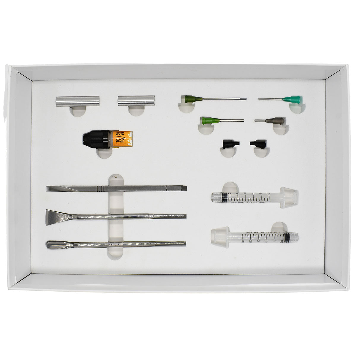Tools to remove oil from prefilled cartridge 2nd level packing of CartDub Complete Kit