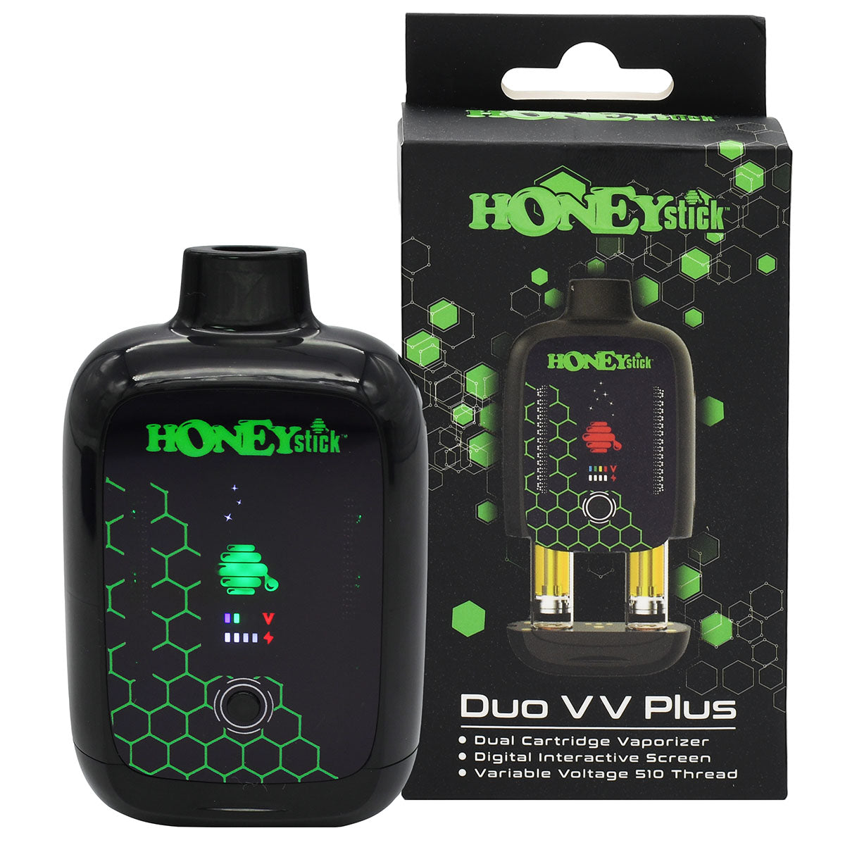 Honeystick DUO VV PLUS - Double Cart Vape - Auto-Draw 510 Battery Honeystick DUO VV PLUS - Double Cart Vape - Auto-Draw 510 Battery