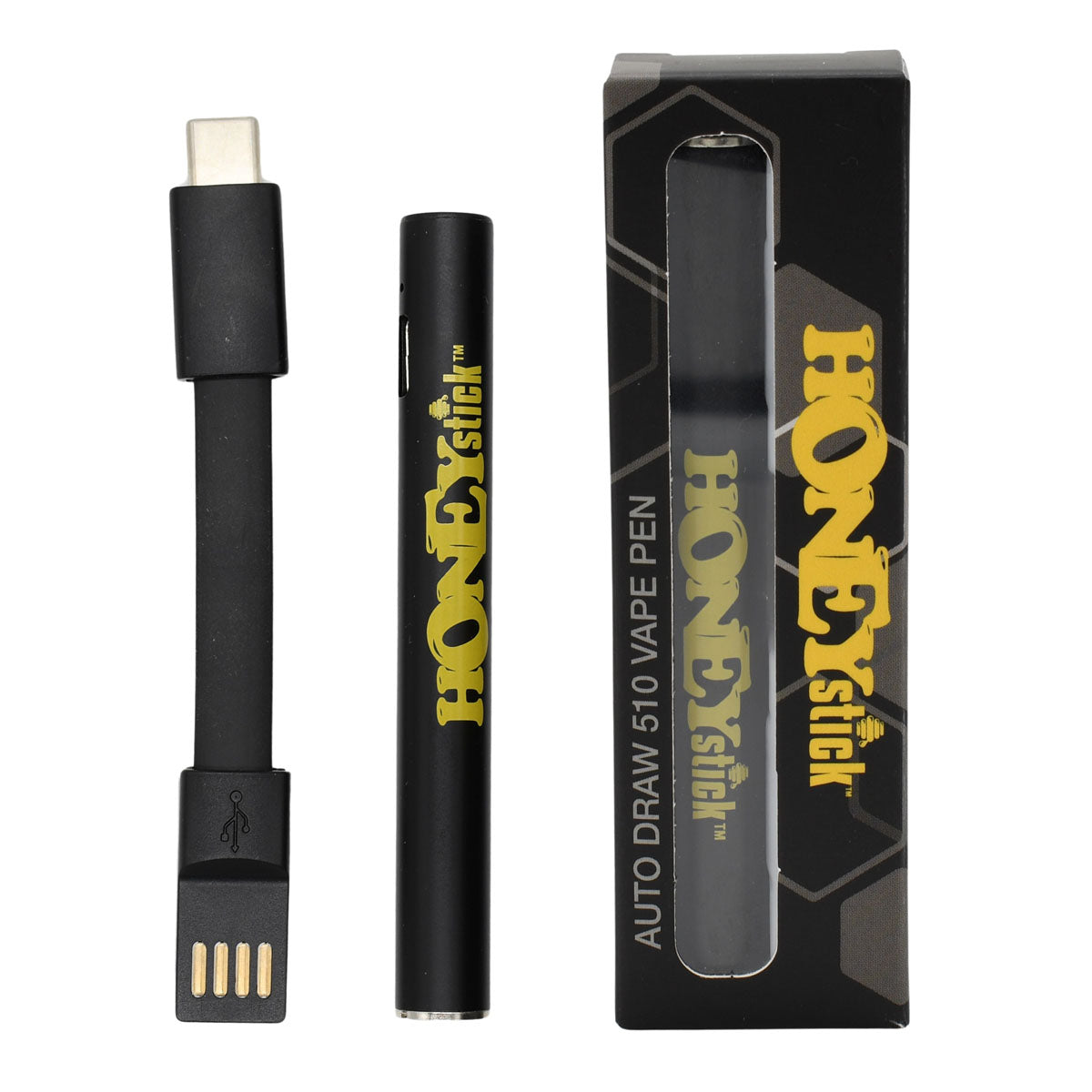 HoneyStick Auto Draw 510 Vape Pen Battery with USC-C charging cable included
