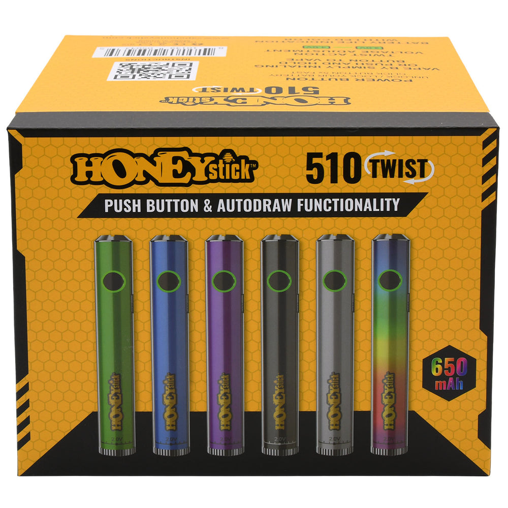 Designer Twist 510 Vape Pen Battery - Variable Voltage 650mAh Capacity HoneyStick Designer Twist 510 Vape Pen Battery - Variable Voltage 650mAh Capacity HoneyStick
