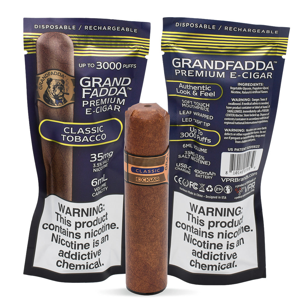 classic tobacco disposable vape Grandfadda Gordo Ecigar Disposable Vape