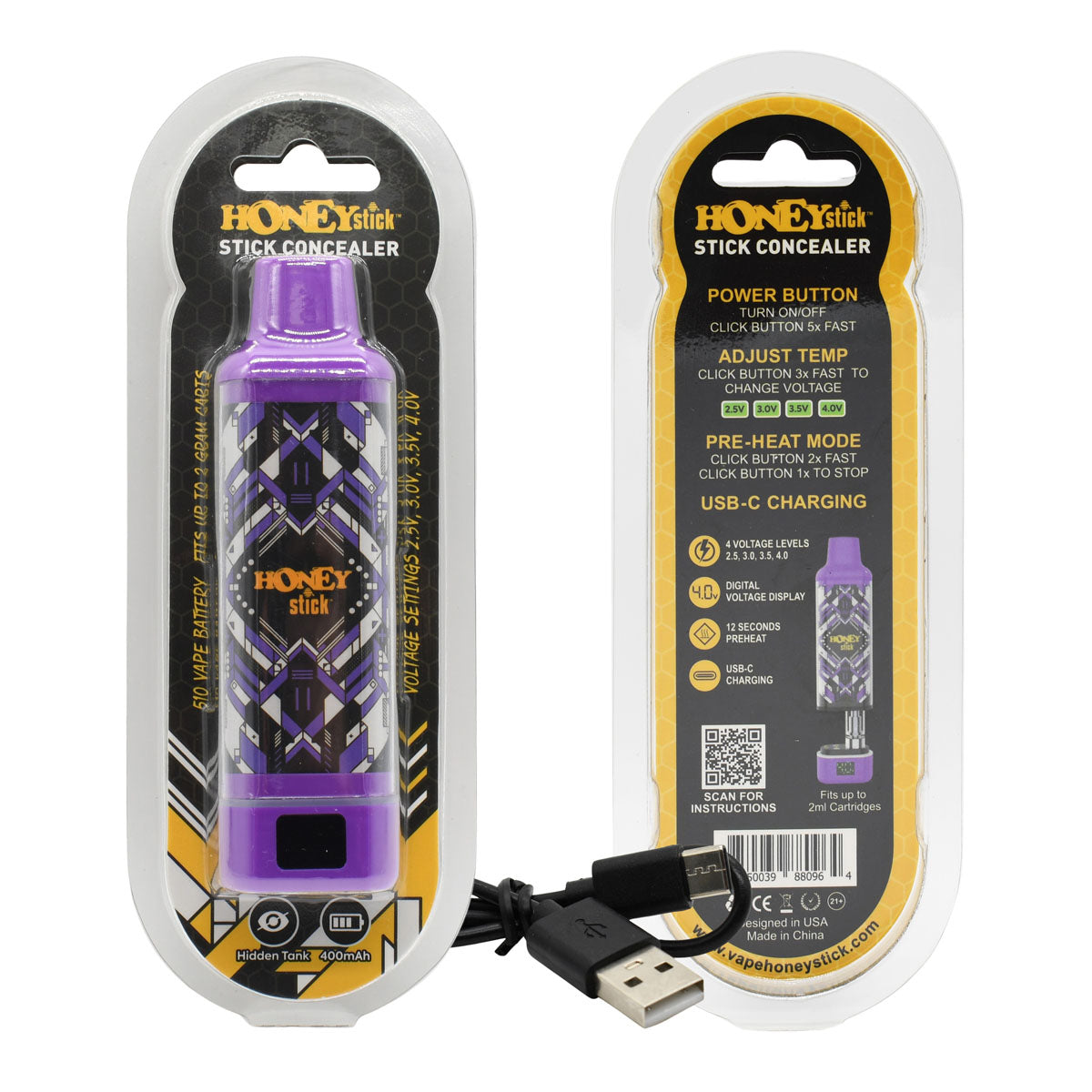 HoneyStick Cart Pen Vape Concealer - Autodraw Cartridge Battery Vape