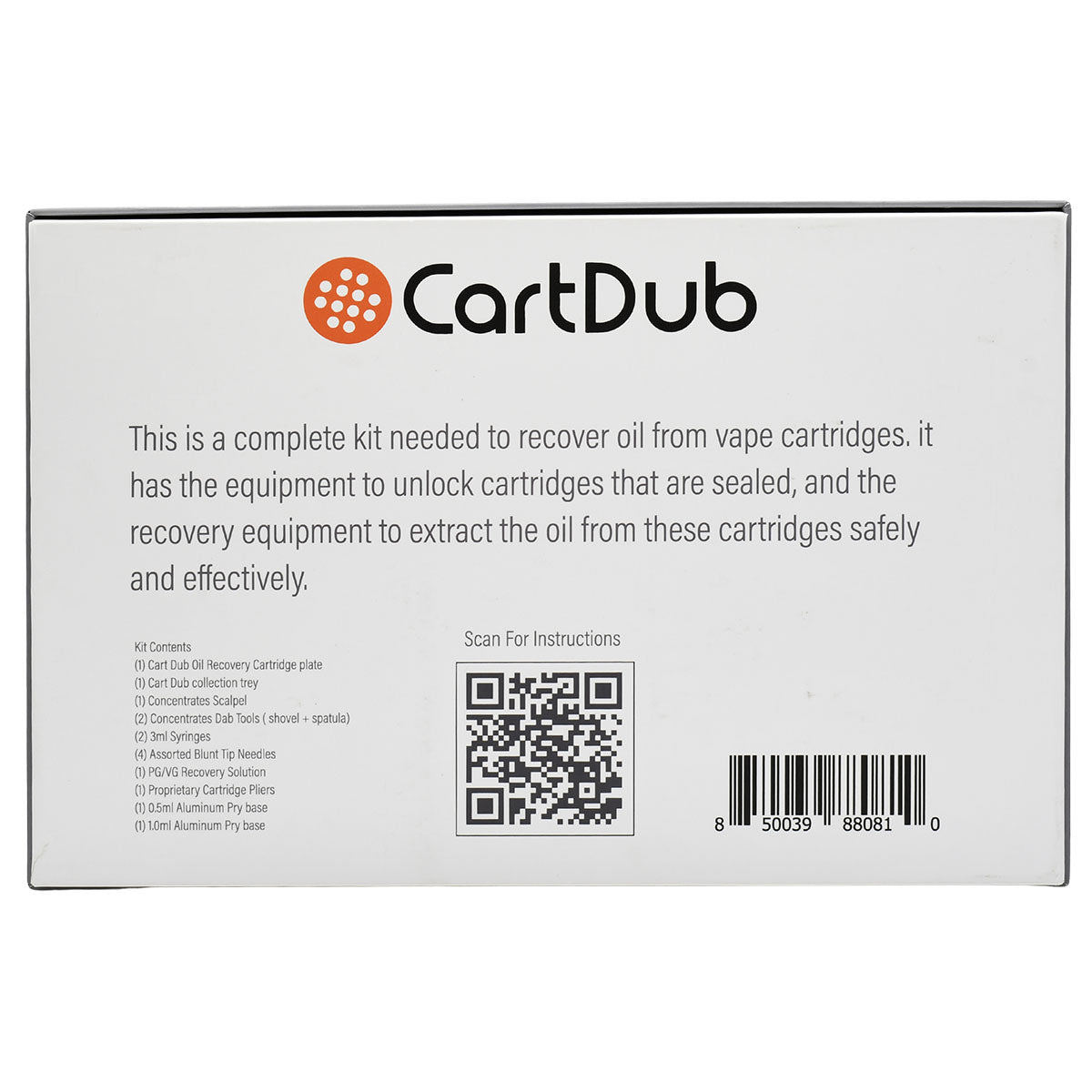 Tools to remove oil from prefilled cartridges - Bottom packaging box