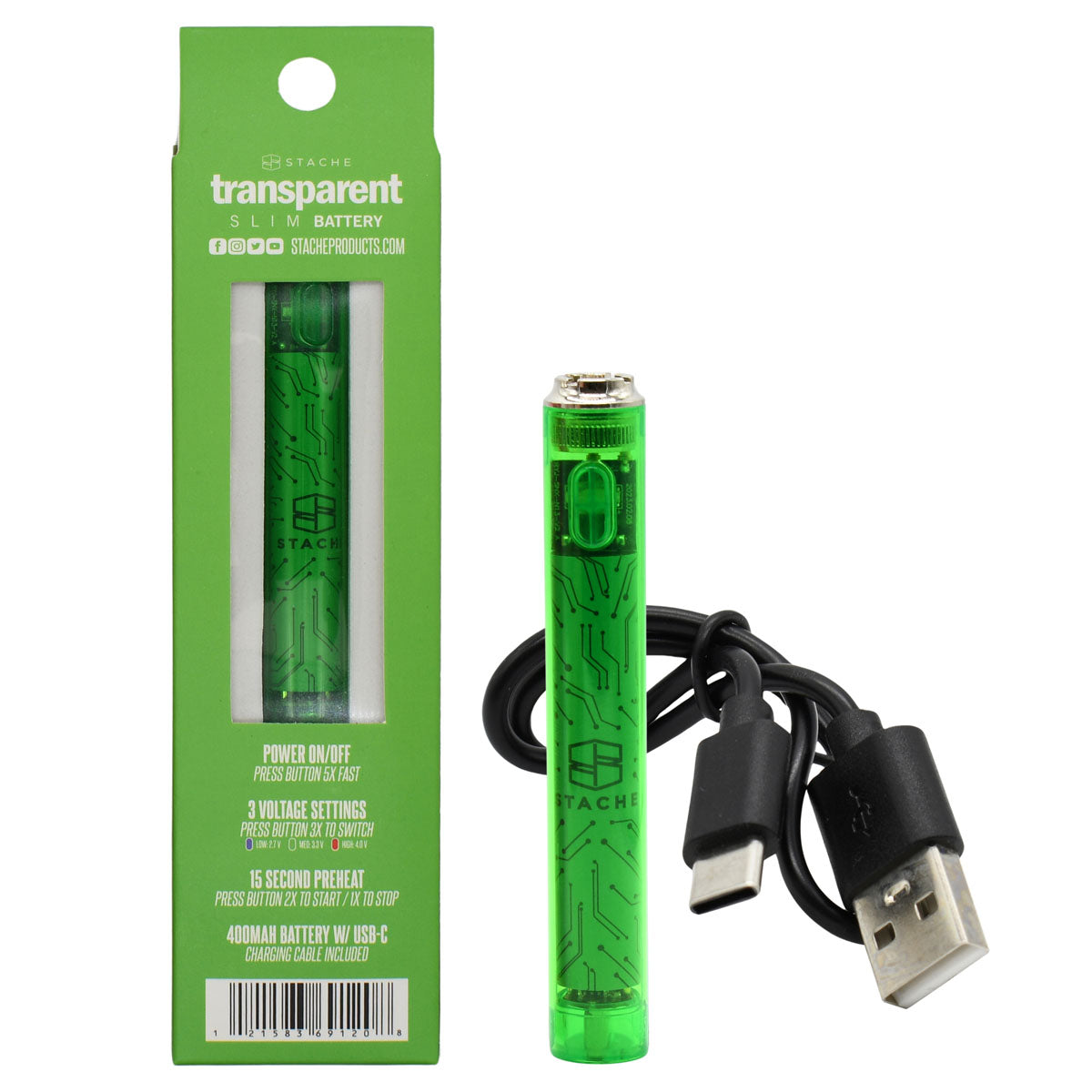 Transparent 510 Thread Battery by Stache