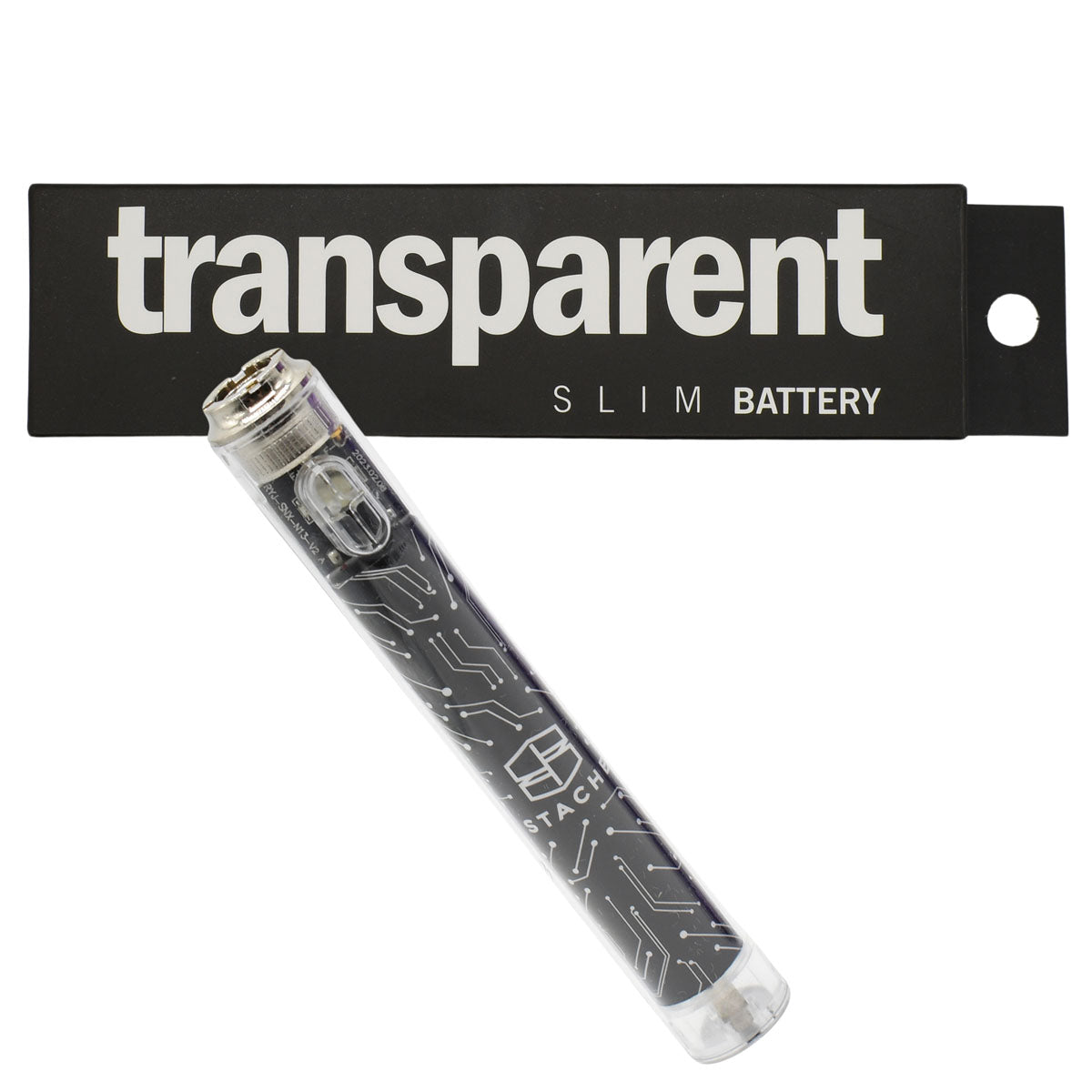 Transparent Slim 510 battery - black option, with packaging