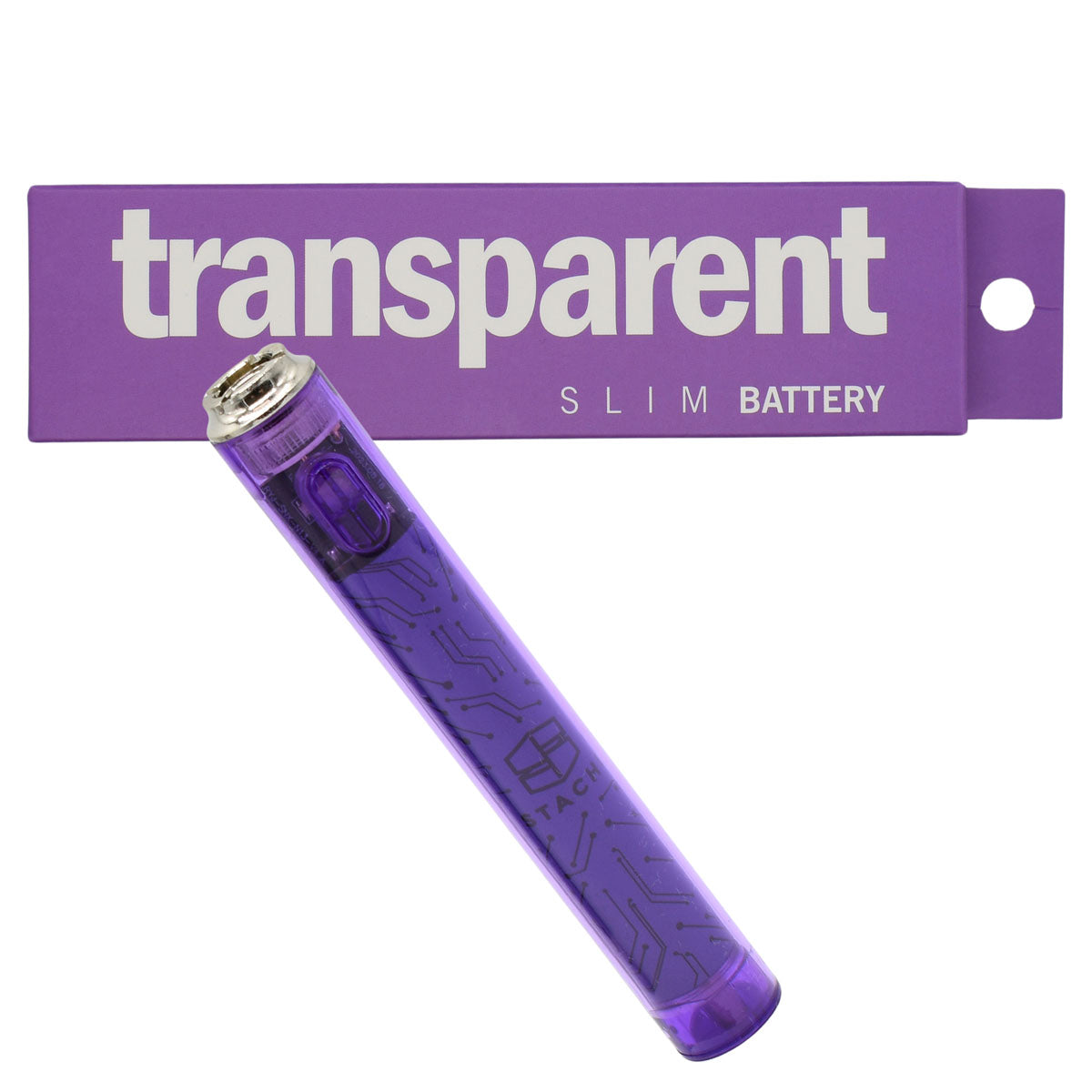 Transparent Slim 510 battery - purple option, with packaging