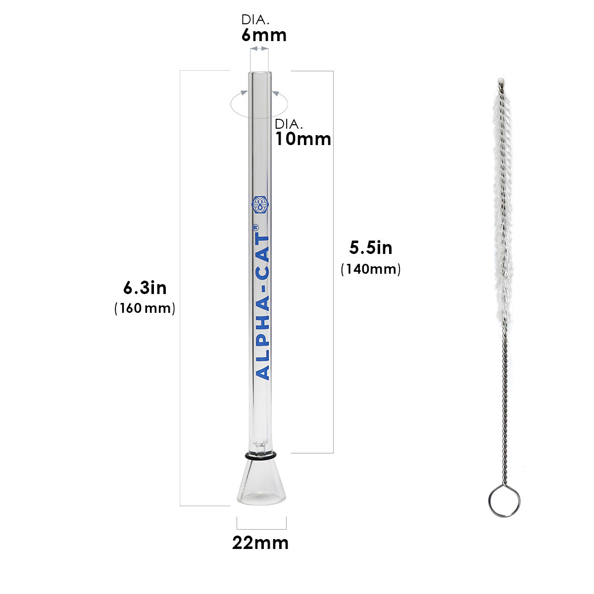 Alpha Cat Glass Downstem, Cleaning Brush and O-Ring Kit